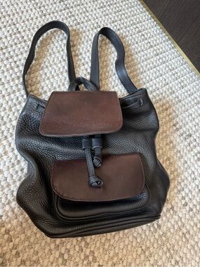 Black Backpack with Brown Flap Accents - Women
